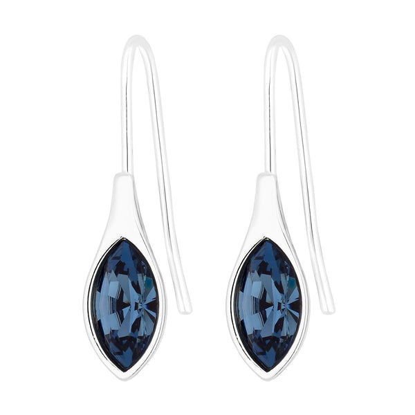Jon Richard Radiance Collection Silver Plated Denim Blue Polished Drop Earrings