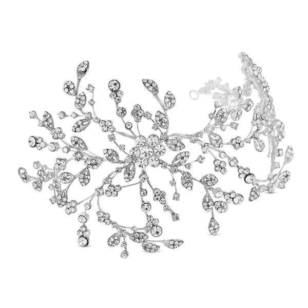 Silver Plated Victoria Leaf And Floral Headpiece - Gift Pouch