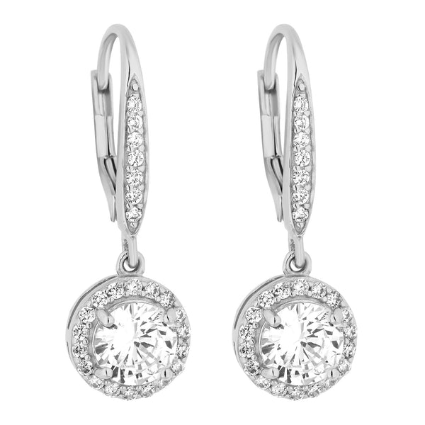 Sterling Silver 925 White Cubic Zirconia Clara Drop Earrings