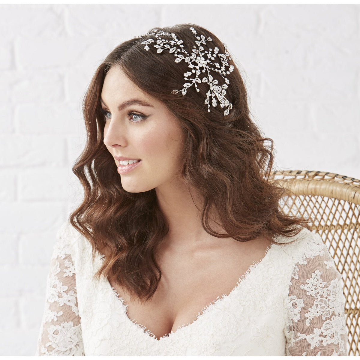 Silver Plated Victoria Leaf And Floral Headpiece - Gift Pouch