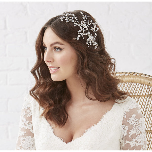 Silver Plated Victoria Leaf And Floral Headpiece - Gift Pouch