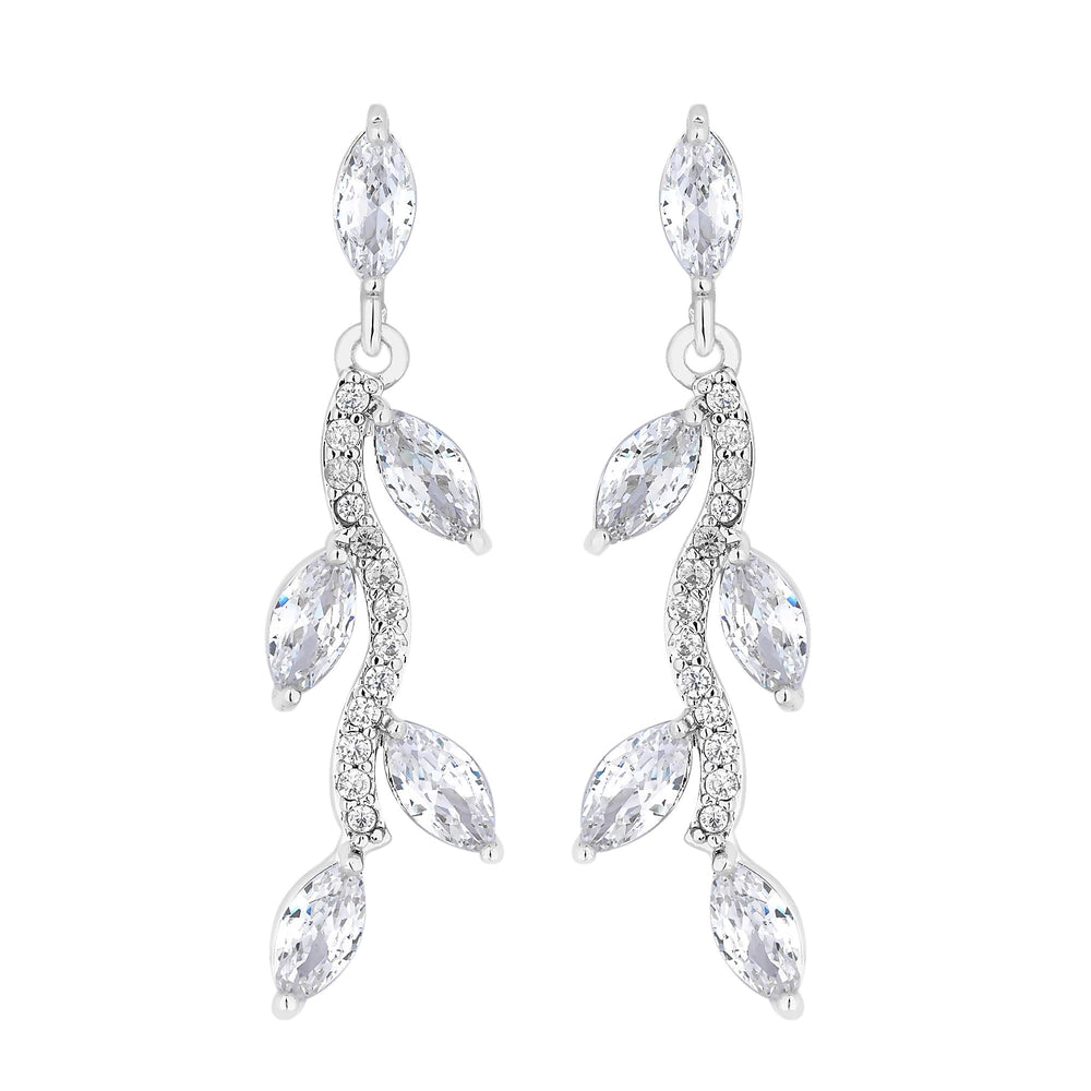 Example: Plated Pave Wave Leaf Drop Earrings