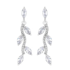 Example: Plated Pave Wave Leaf Drop Earrings