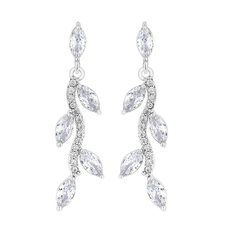 Example: Plated Pave Wave Leaf Drop Earrings