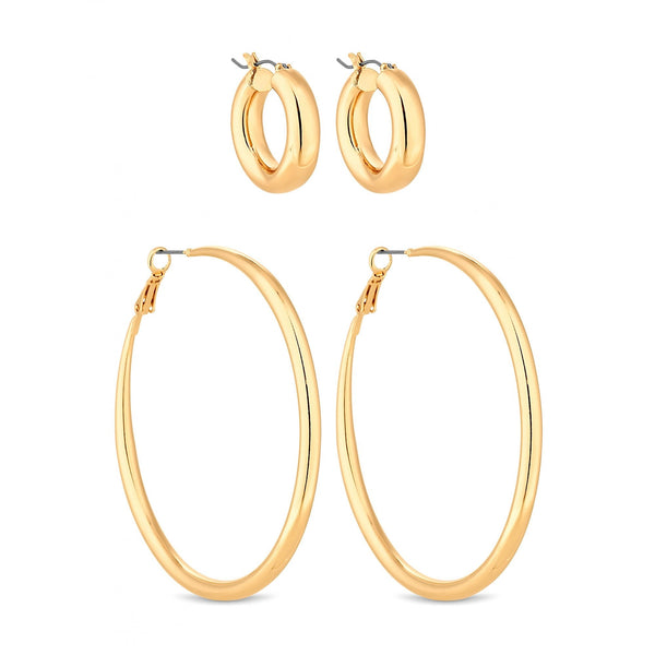 Lipsy Gold Plated Mix Hoop Earrings - Pack of 2