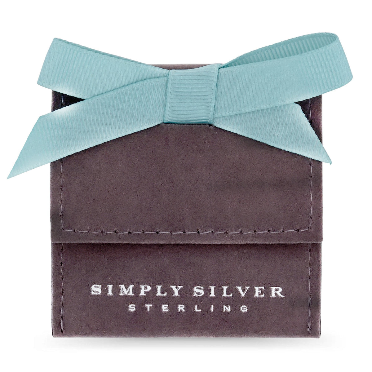 Simply Silver Grey Faux Suede Pouch With Blue Ribbon Tie