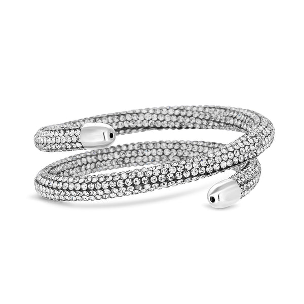 Silver Plated Crystal Sparkle Double Wrap Bangle - Gift Boxed