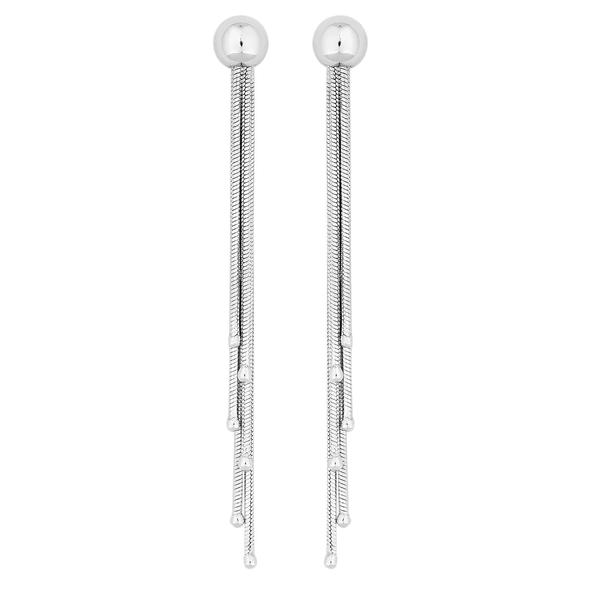 Sterling 925 Slinky Multi Strand Tassel Drop Earring