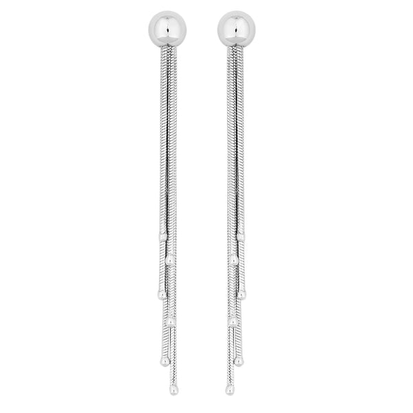 Sterling Silver 925 Slinky Multi Strand Tassel Drop Earring
