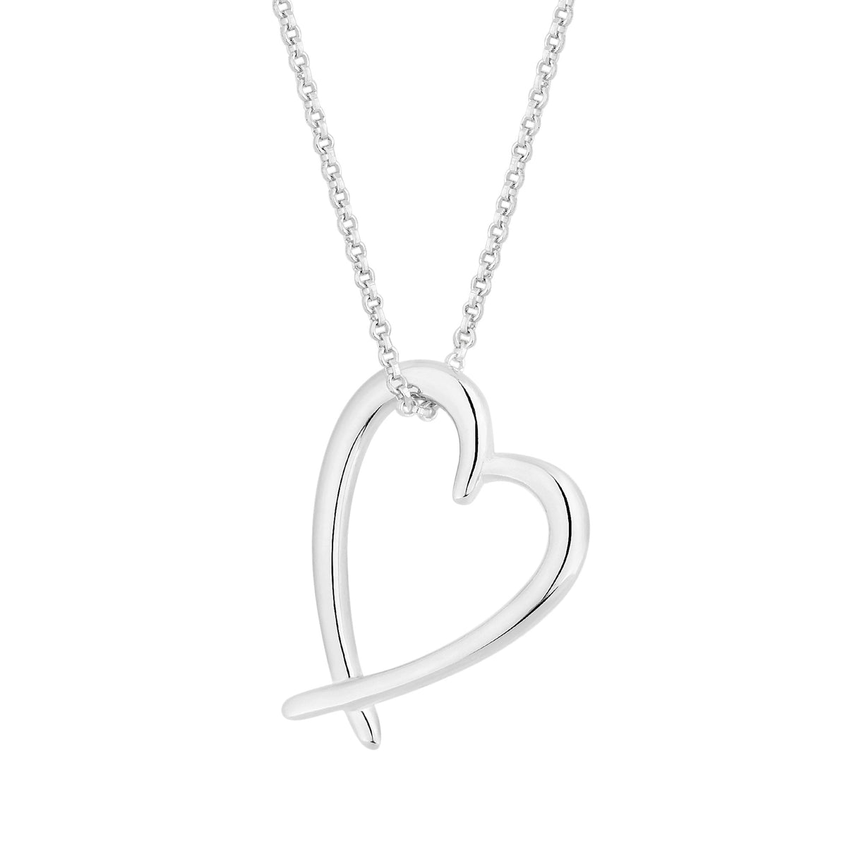 Sterling 925 Open Heart Pendant Necklace