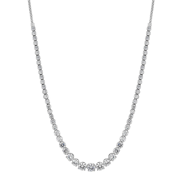 Silver Plated Cubic Zirconia Graduated Tennis Necklace - Gift Boxed