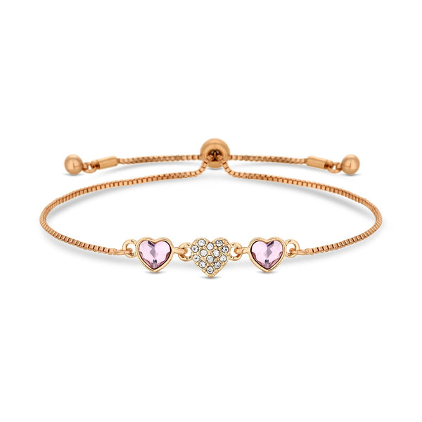 Jon Richard Radiance Collection Rose Gold Plated Pink Dancing Heart Toggle Bracelet
