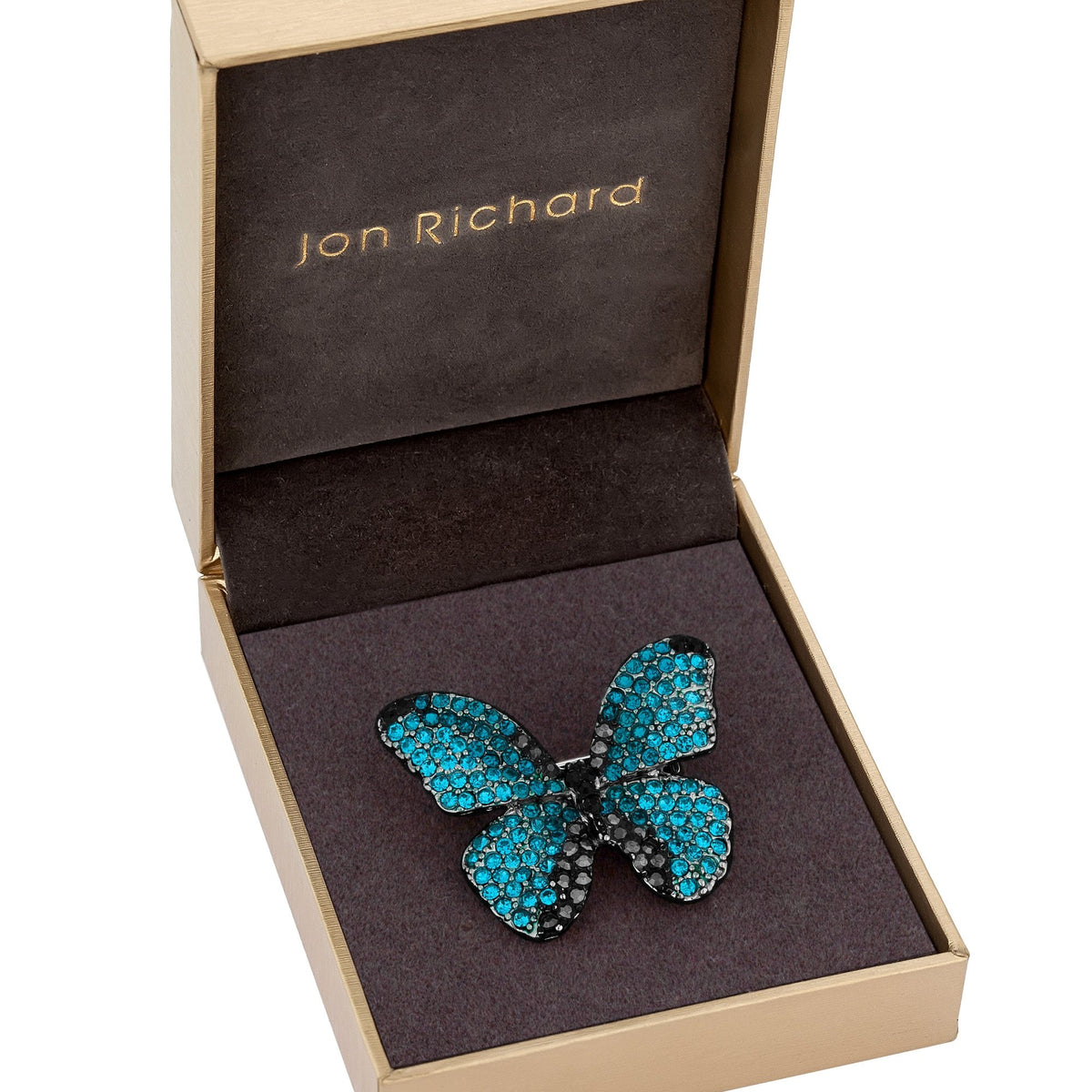 Aqua Jet Pave Butterfly Brooch