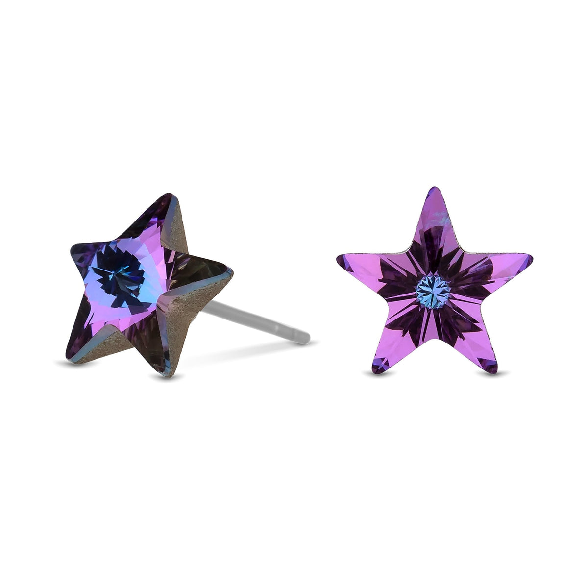 Silver Plated Vitral Star Stud Earrings