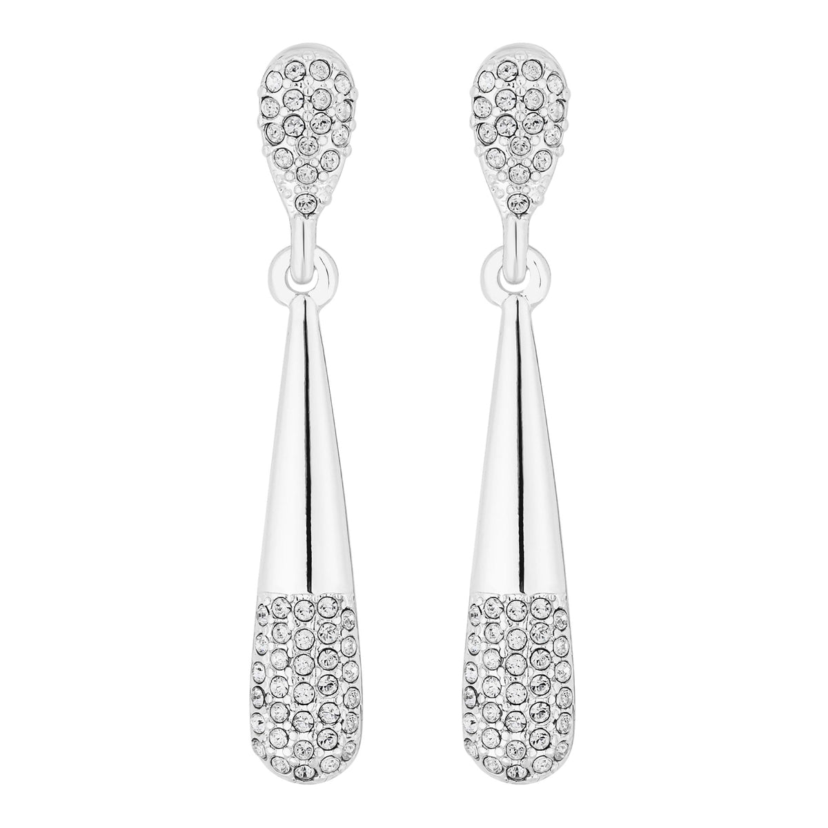 Half pave tear drop earrings