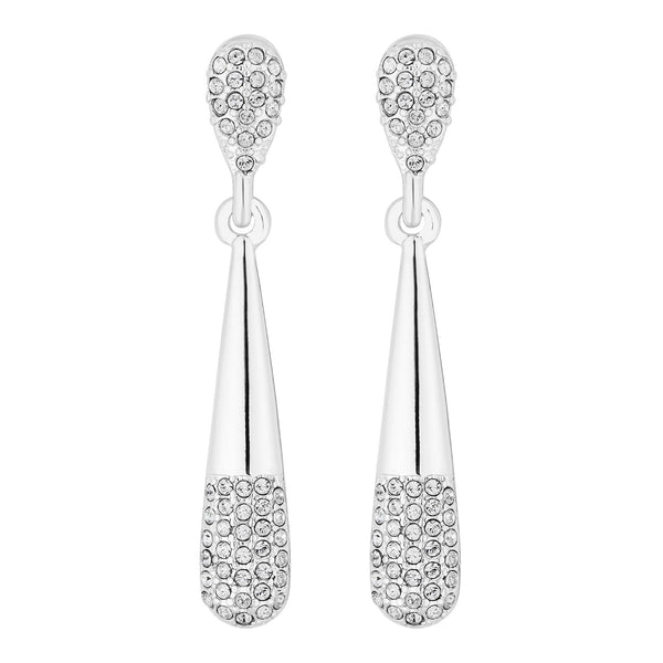 Half pave tear drop earrings