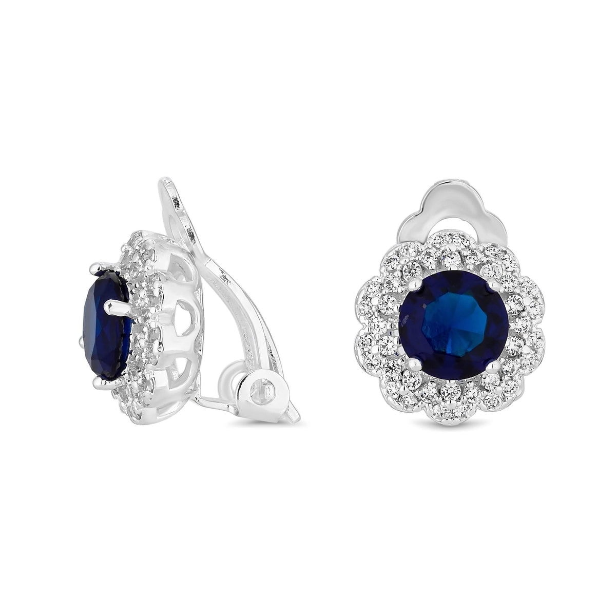 Jon Richard Silver Plated Blue Crystal Montana Flower Clip On Earrings