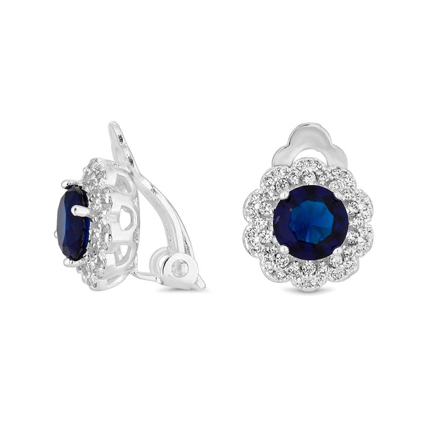 Jon Richard Silver Plated Blue Crystal Montana Flower Clip On Earrings