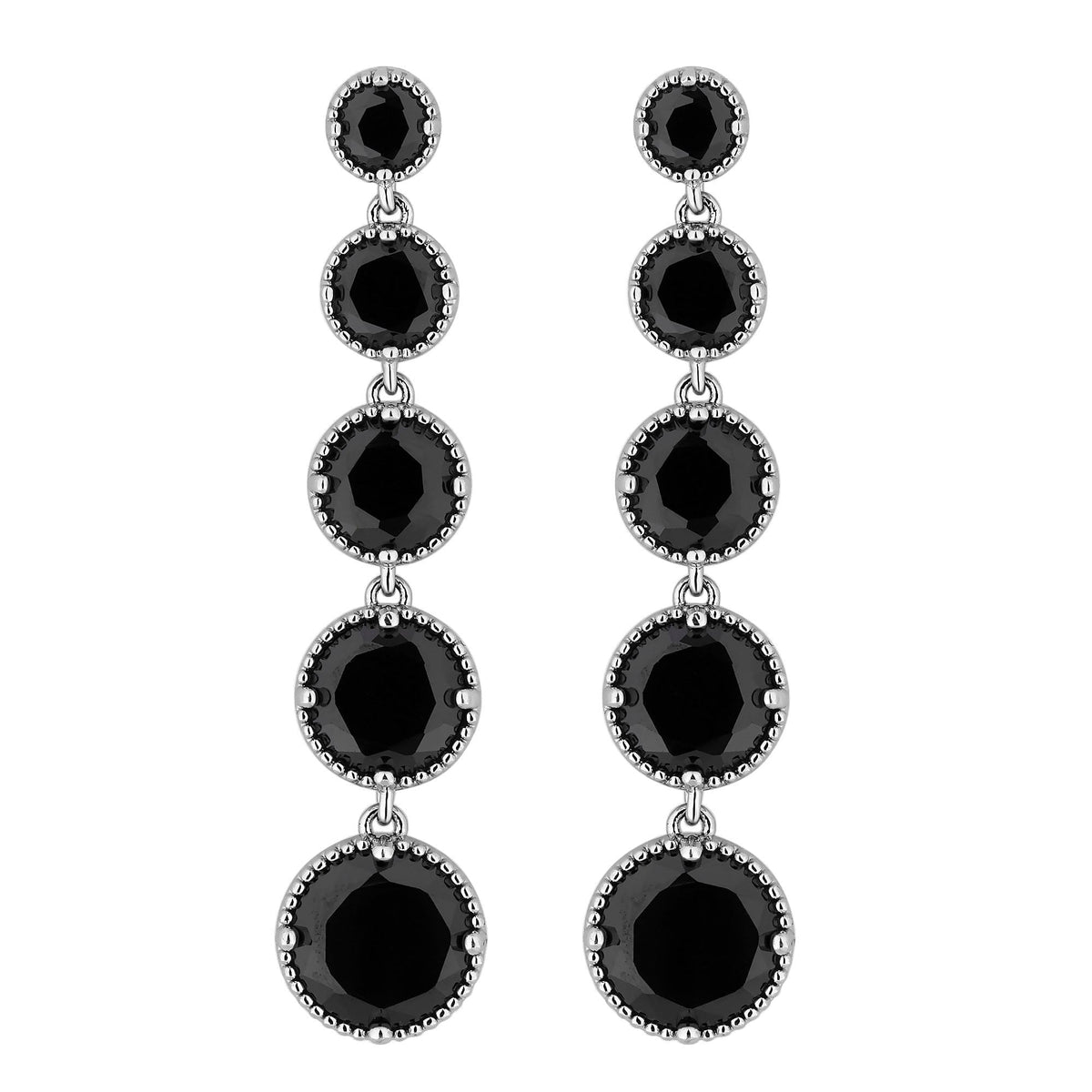 Graduated Jet Long Drop Earrings