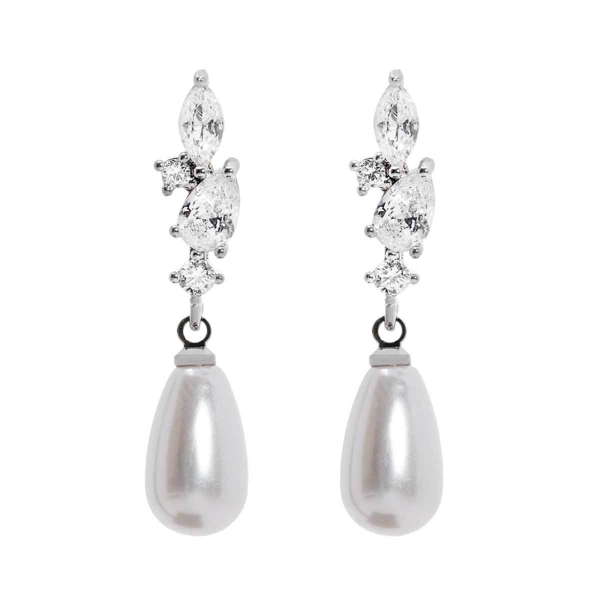 Plated Pearl Cubic Zirconia Leah Classic Drop Earring