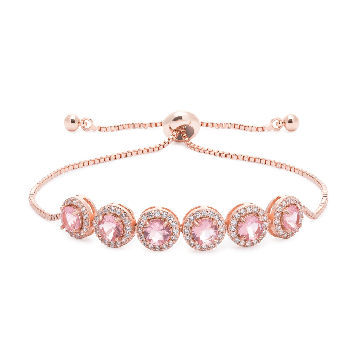 Rose Gold Pink Pave Toggle Bracelet