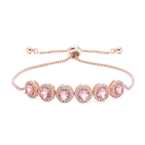 Rose Gold Pink Pave Toggle Bracelet