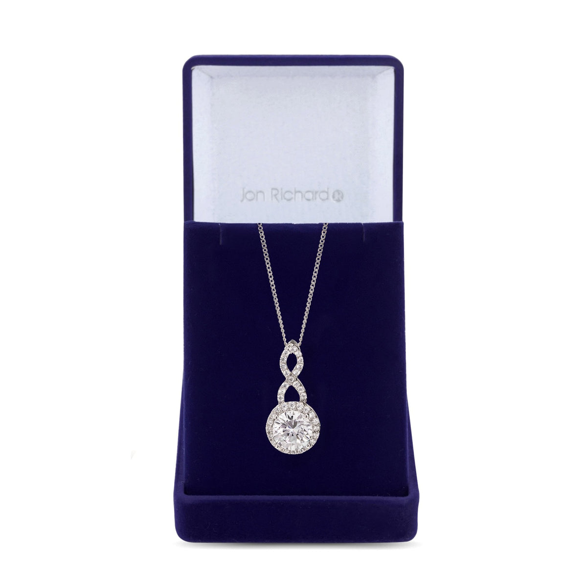 Plated Cubic Zirconia Halo Infinity Crystal Pendant Gift Boxed