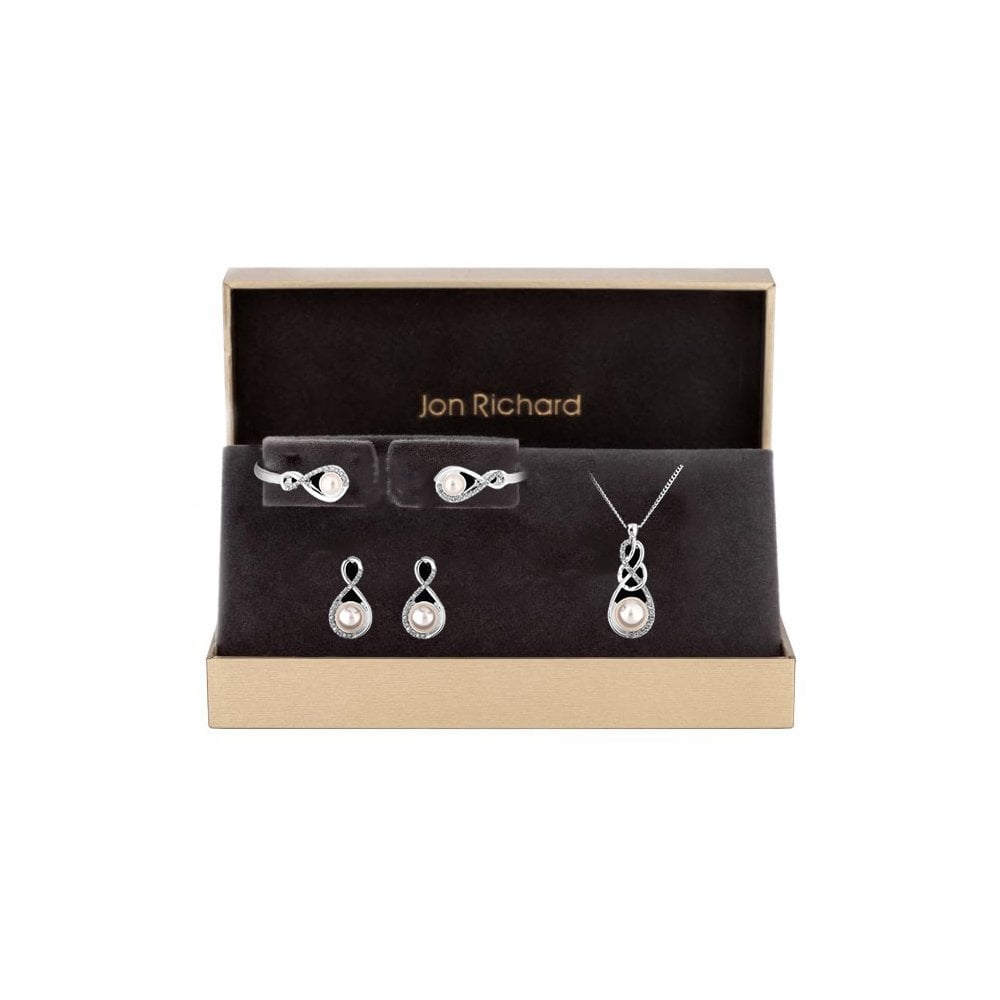 Silver Plated Clear Crystal Infinity  Matching Set
