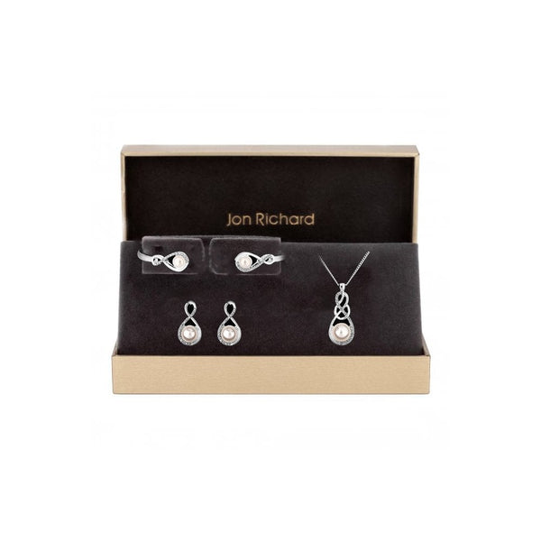Silver Plated Clear Crystal Infinity  Matching Set