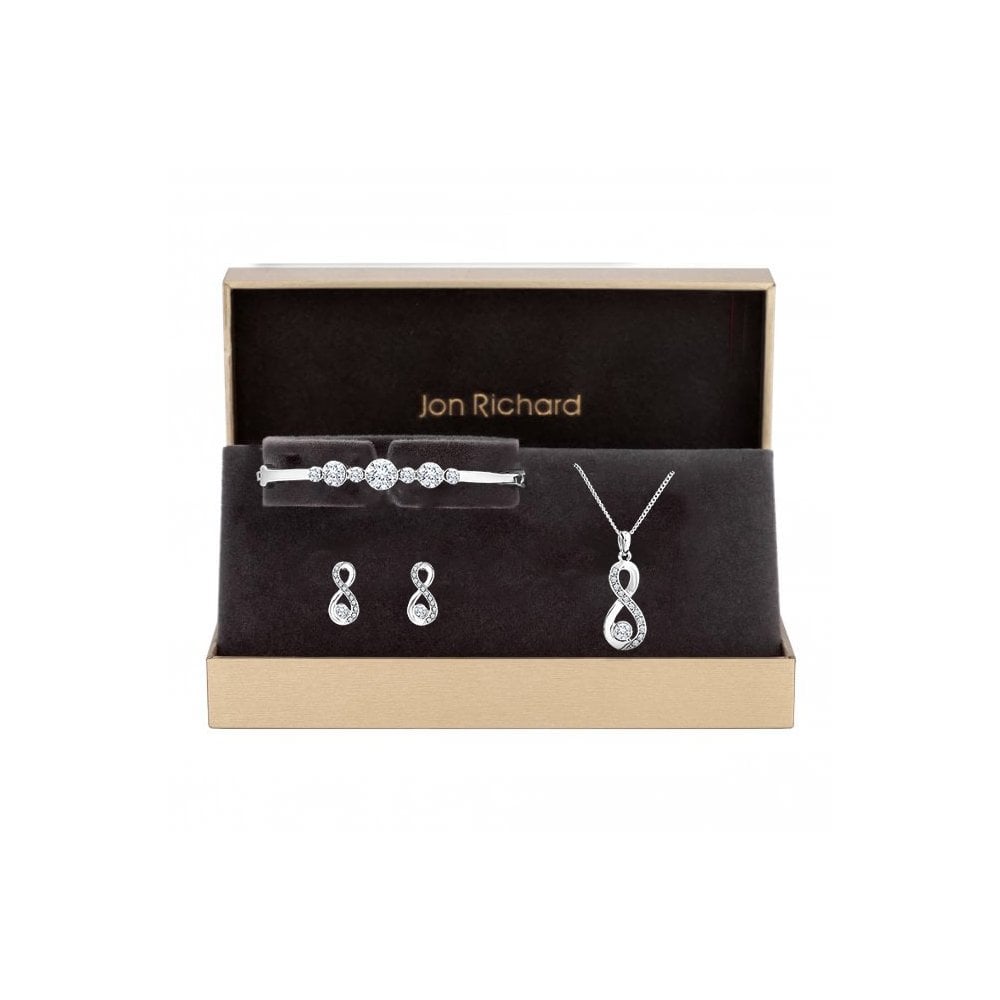 Plated Crystal Infinity Jewellery Set Gift Box