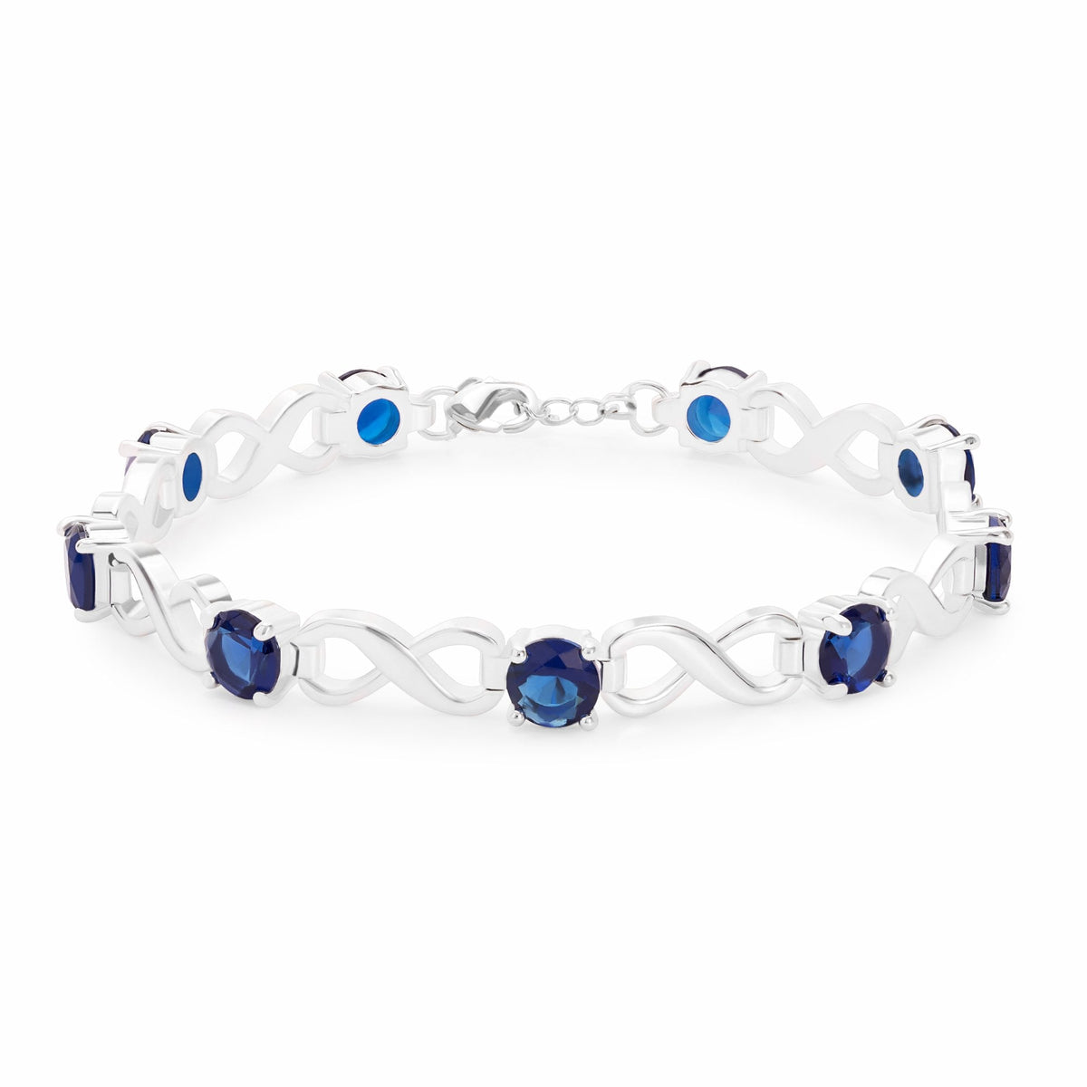 Silver Plated Blue Crystal Infinity Bracelet