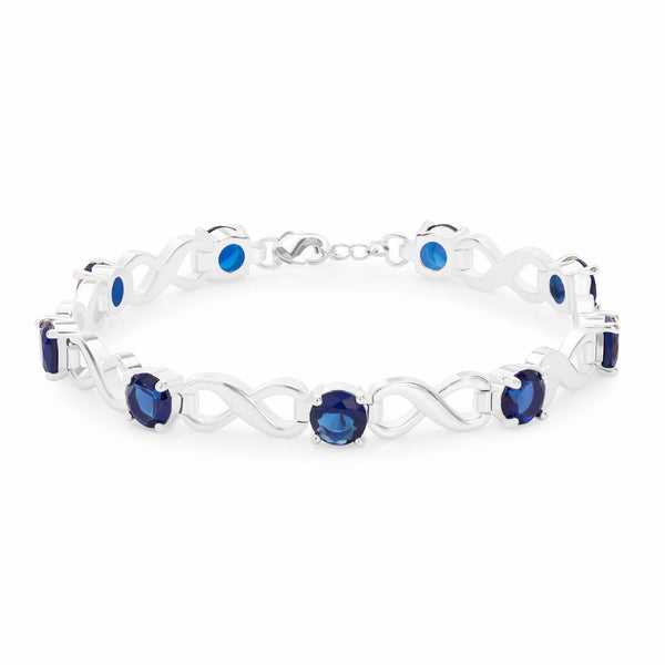 Silver Plated Blue Crystal Infinity Bracelet