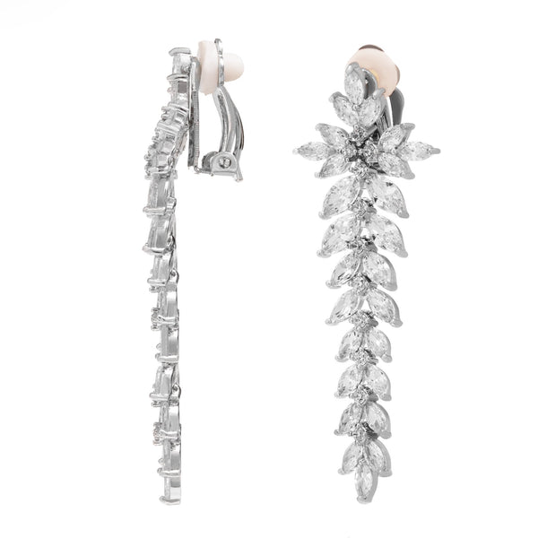 Silver Plated Crystal Statement Clip On Earrings