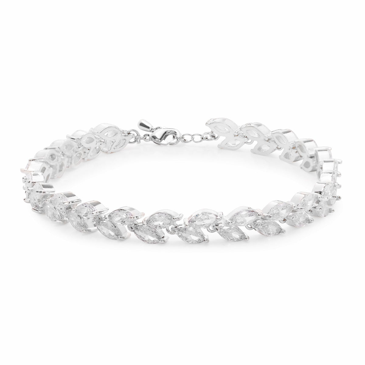 Silver Plated Cubic Zirconia Multi Navette Bracelet