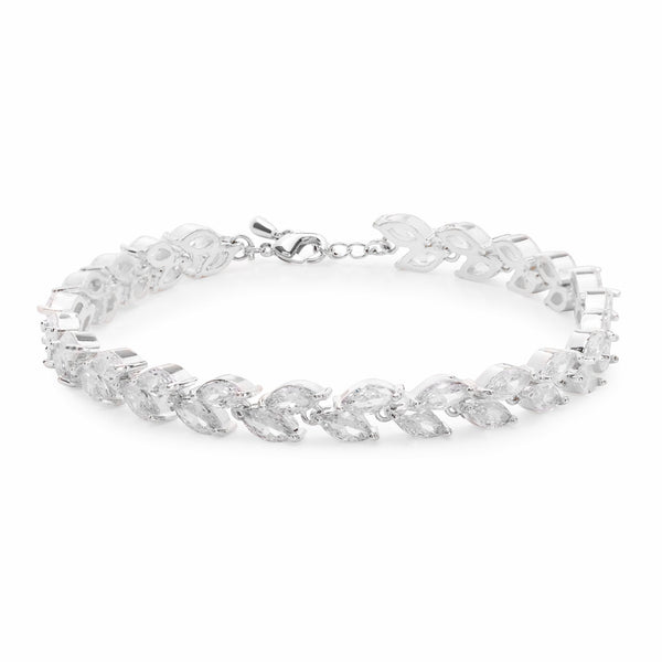 Silver Plated Cubic Zirconia Multi Navette Bracelet