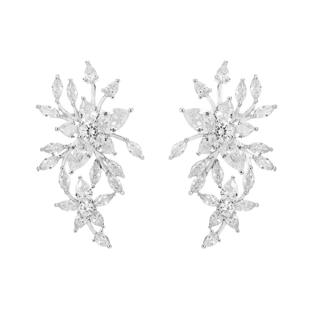Silver Plated Floral Starburst Earrings