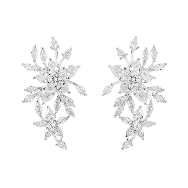 Silver Plated Floral Starburst Earrings