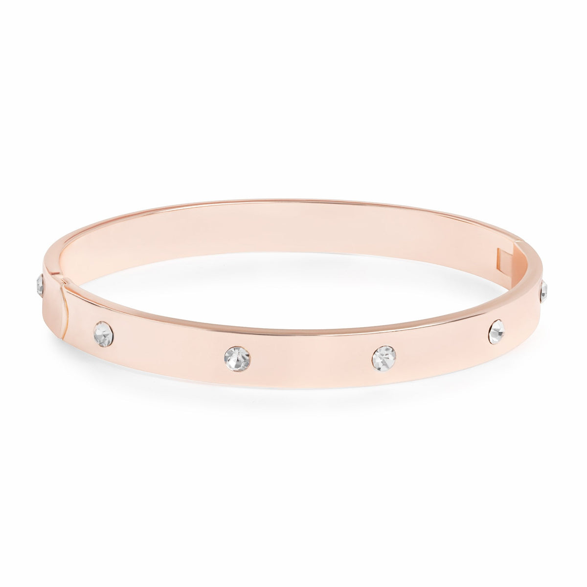 Rose Gold Plated Polished Crystal Bangle Bracelet
