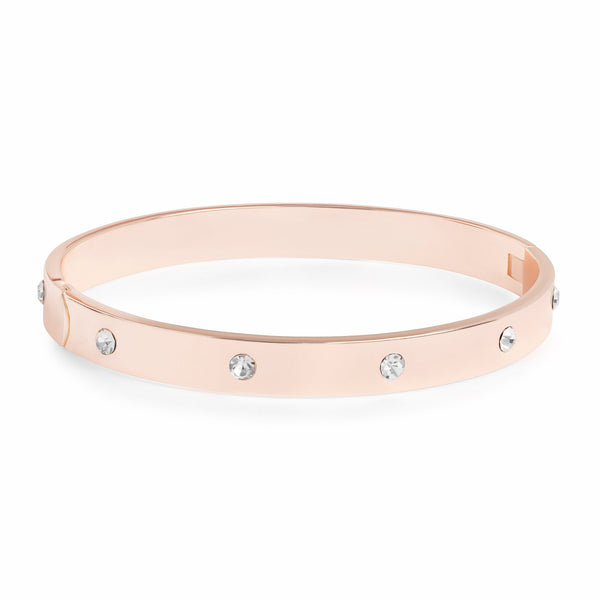Rose Gold Plated Polished Crystal Bangle Bracelet