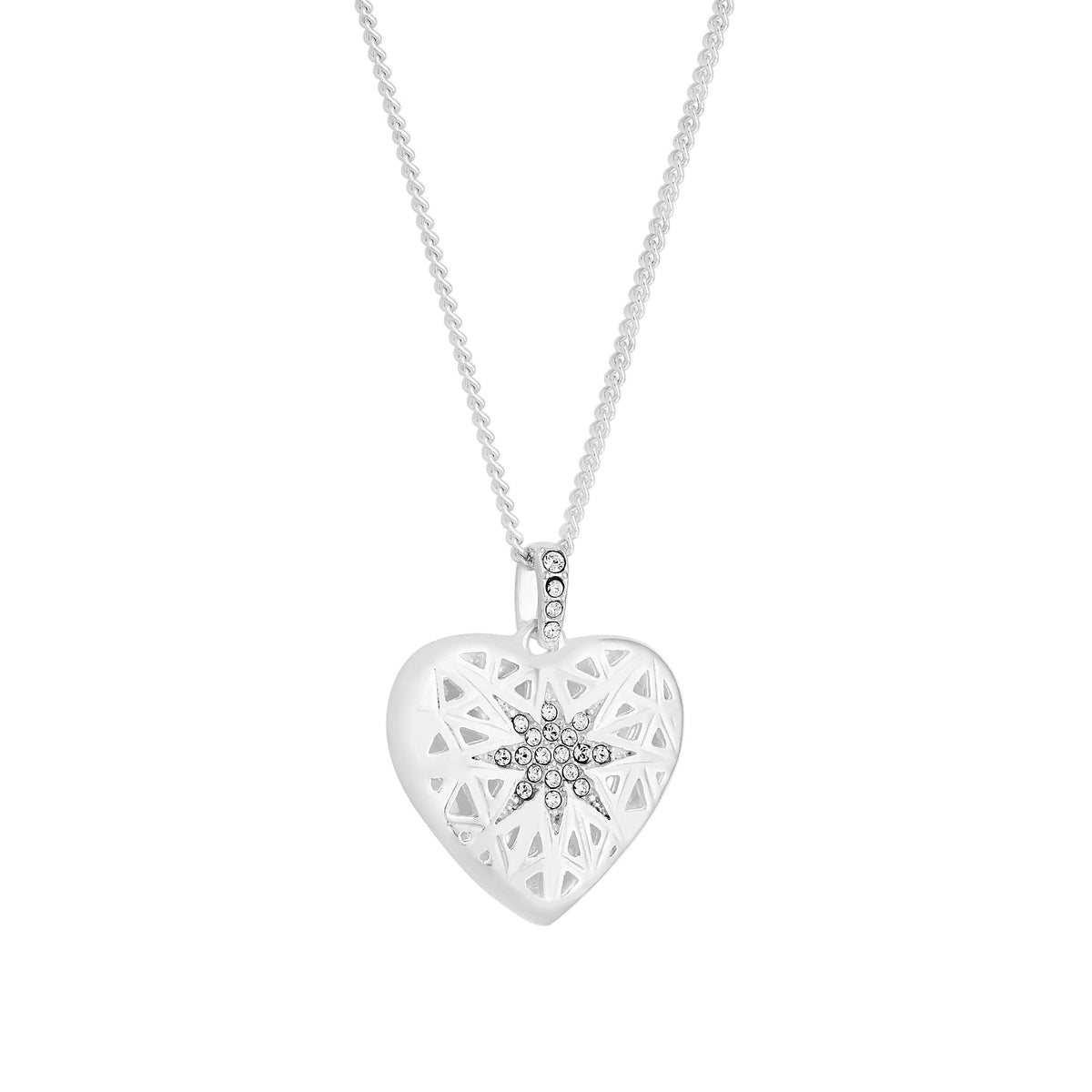 Sterling 925 north star heart necklace