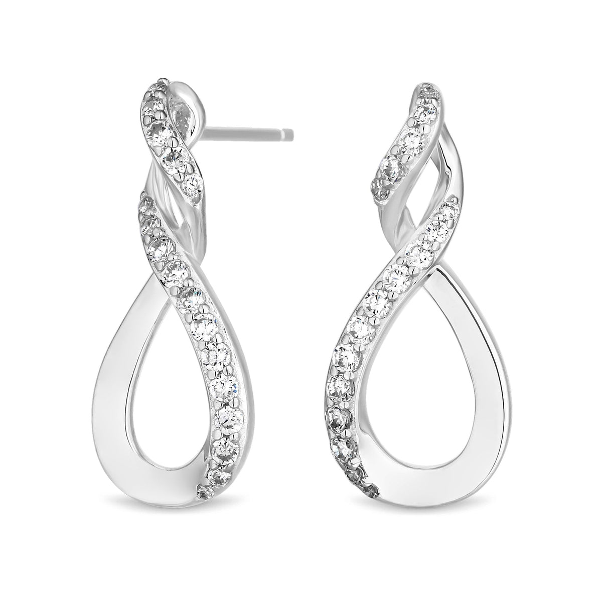 Sterling 925 Cubic Zirconia Infinity Top Twist Drop Earring