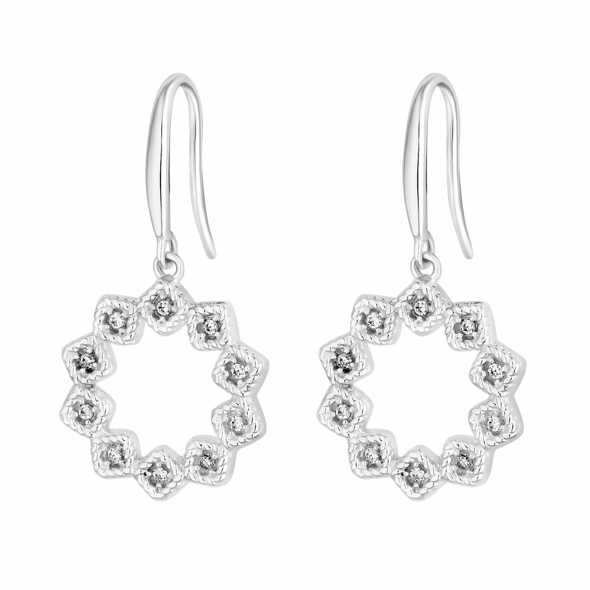 Sterling 925 Cubic Zirconia Floral Open Drop Earring