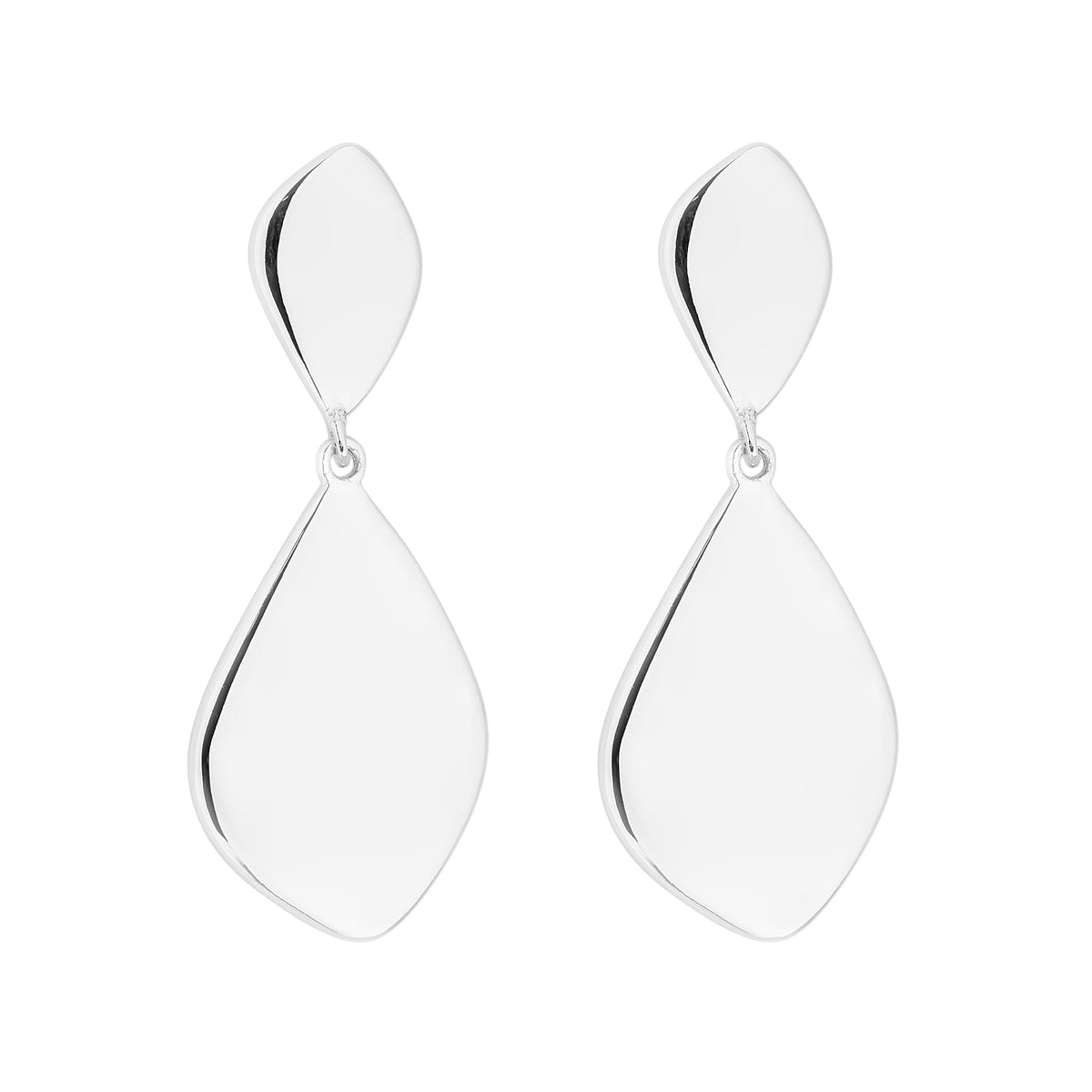 Sterling Silver 925 Polished Double Organic Drop Earring