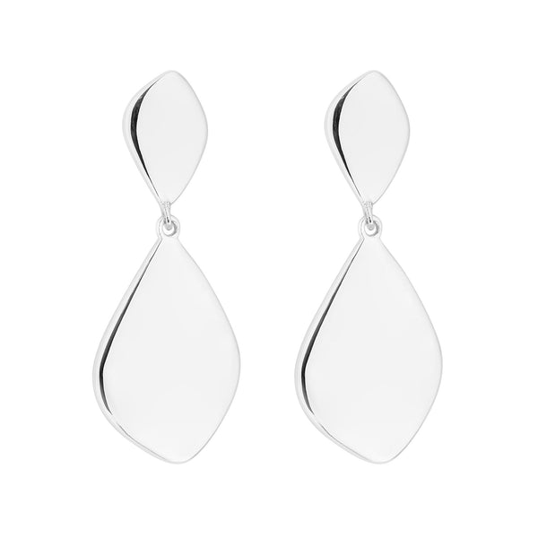 Sterling Silver 925 Polished Double Organic Drop Earring
