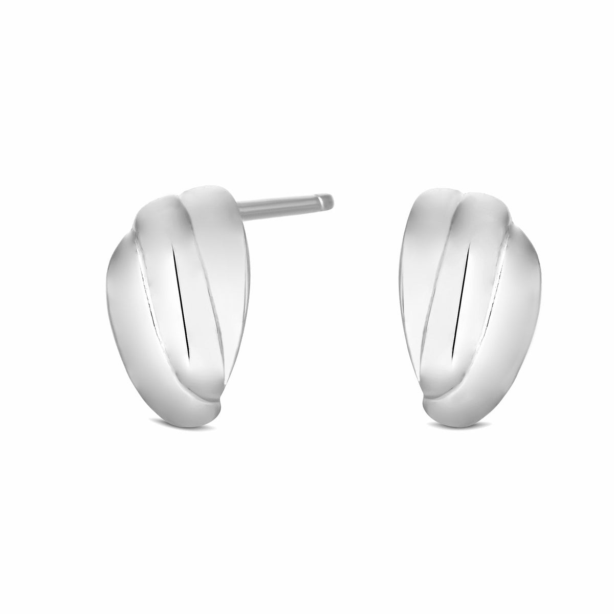 Sterling 925 Polished Mini Ridge Bead Stud Earring