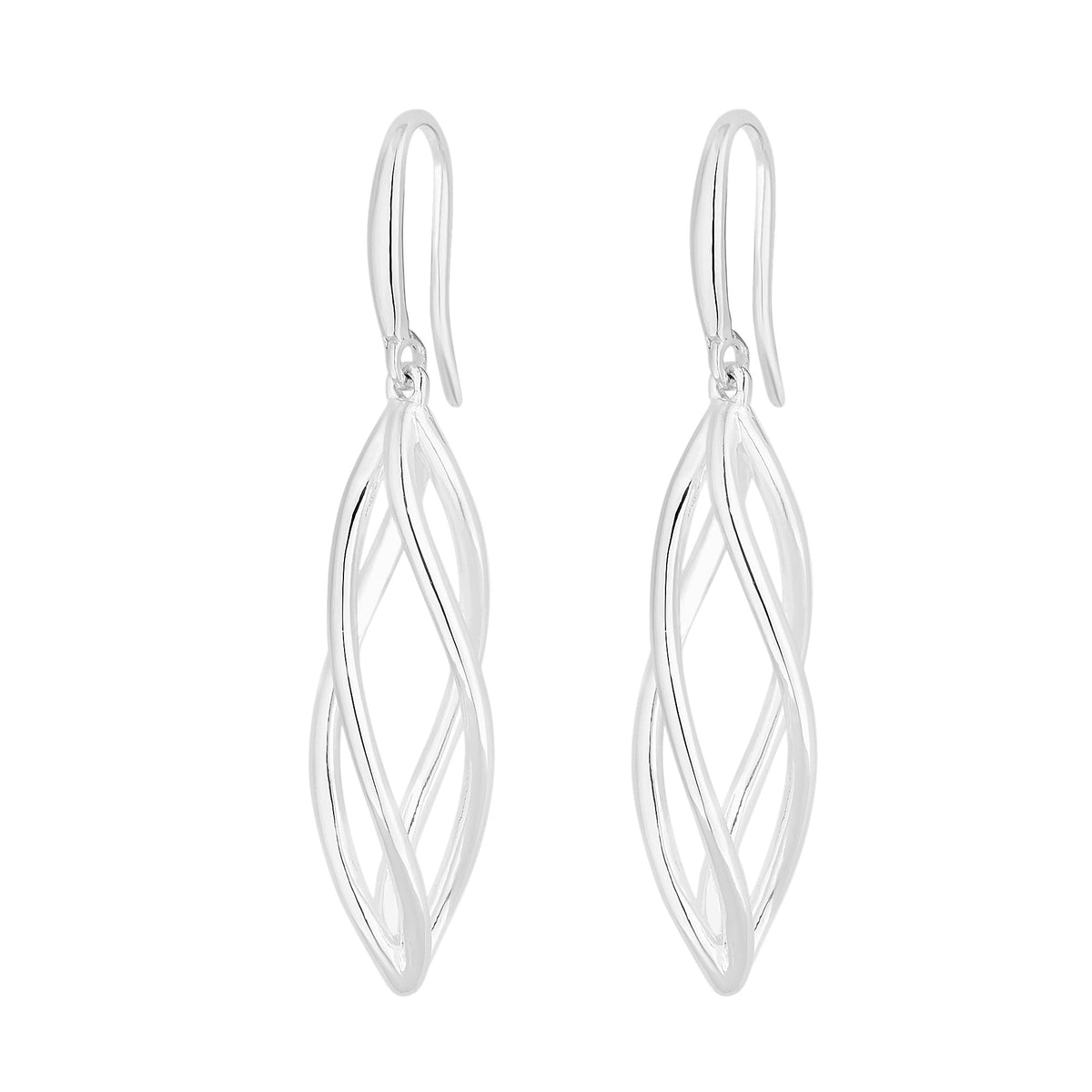 Sterling 925 Polished Cage Drop Earring