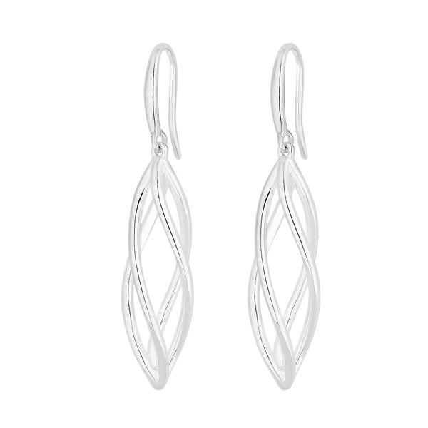 Sterling Silver 925 Polished Cage Drop Earring