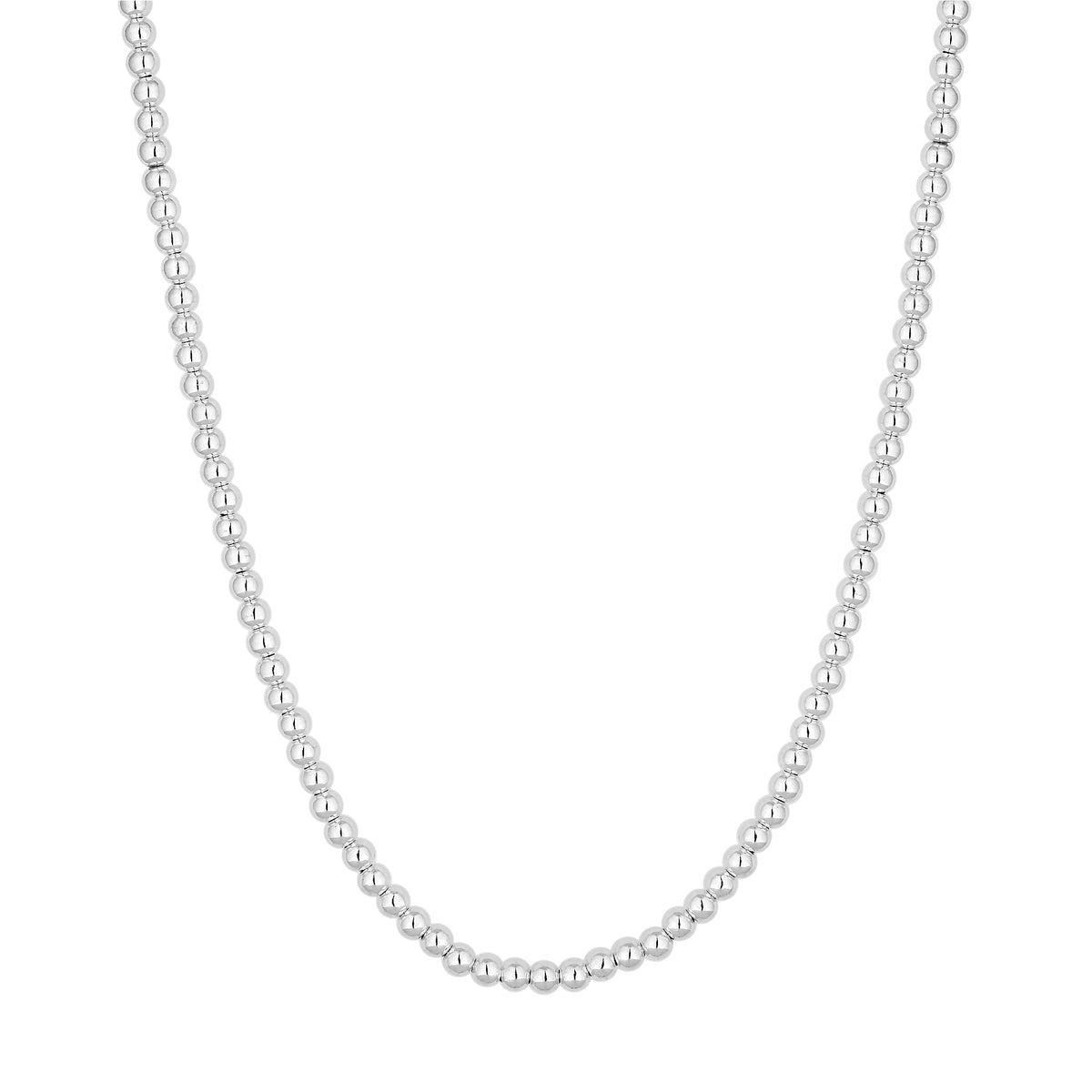 Sterling 925 Polished Large Ball Bead Necklace