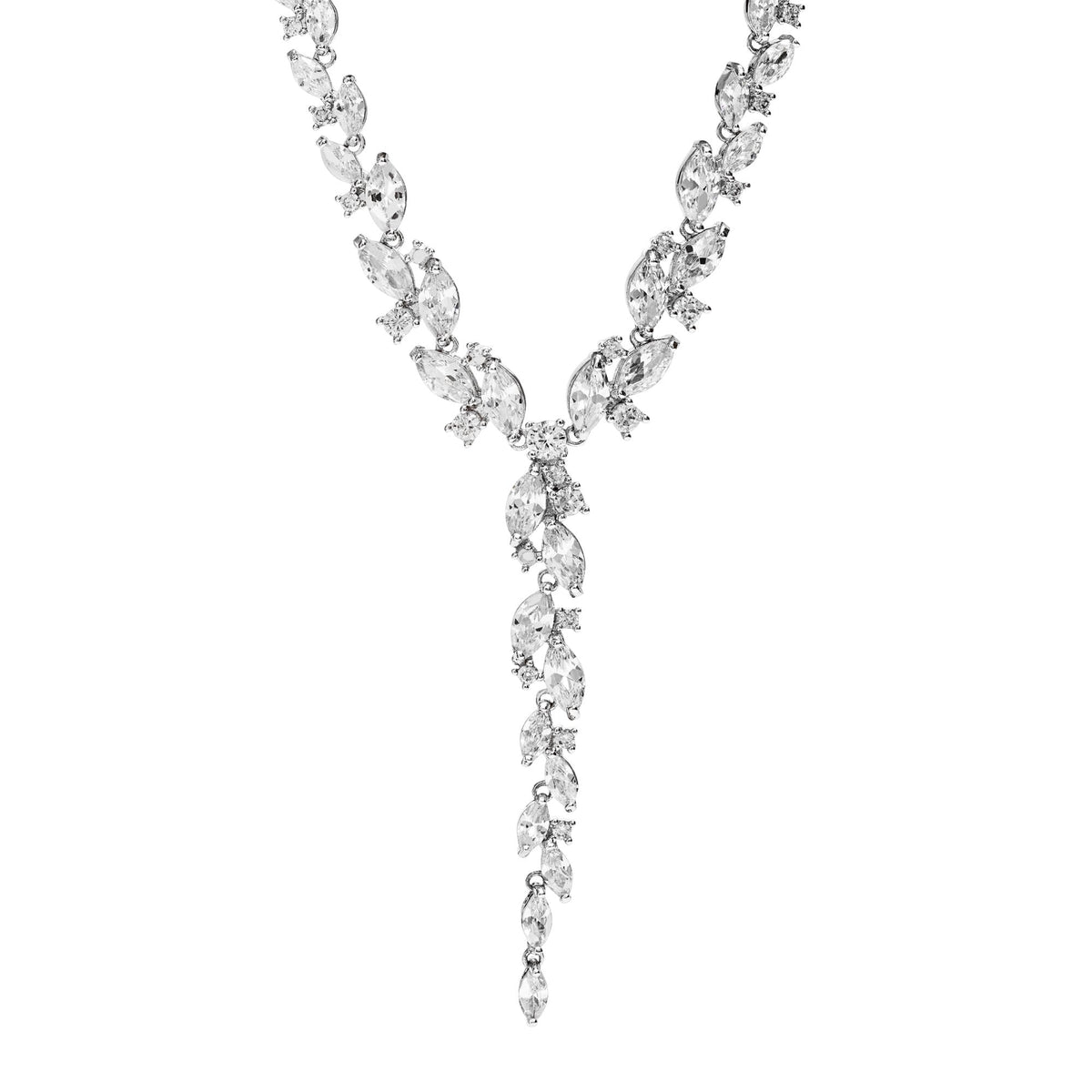 Plated Cubic Zirconia Navette Necklace