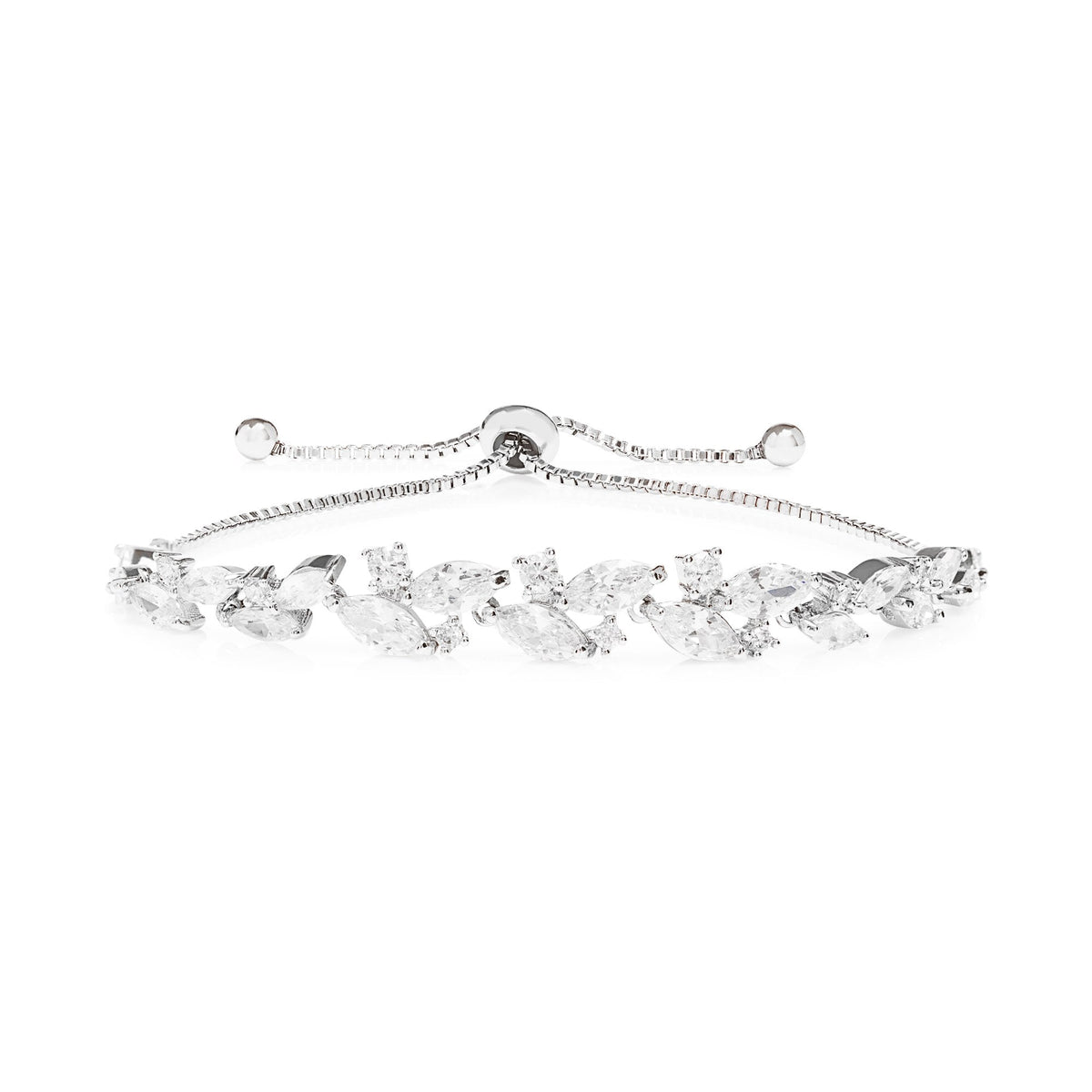 Plated Cubic Zirconia Navette Toggle Bracelet